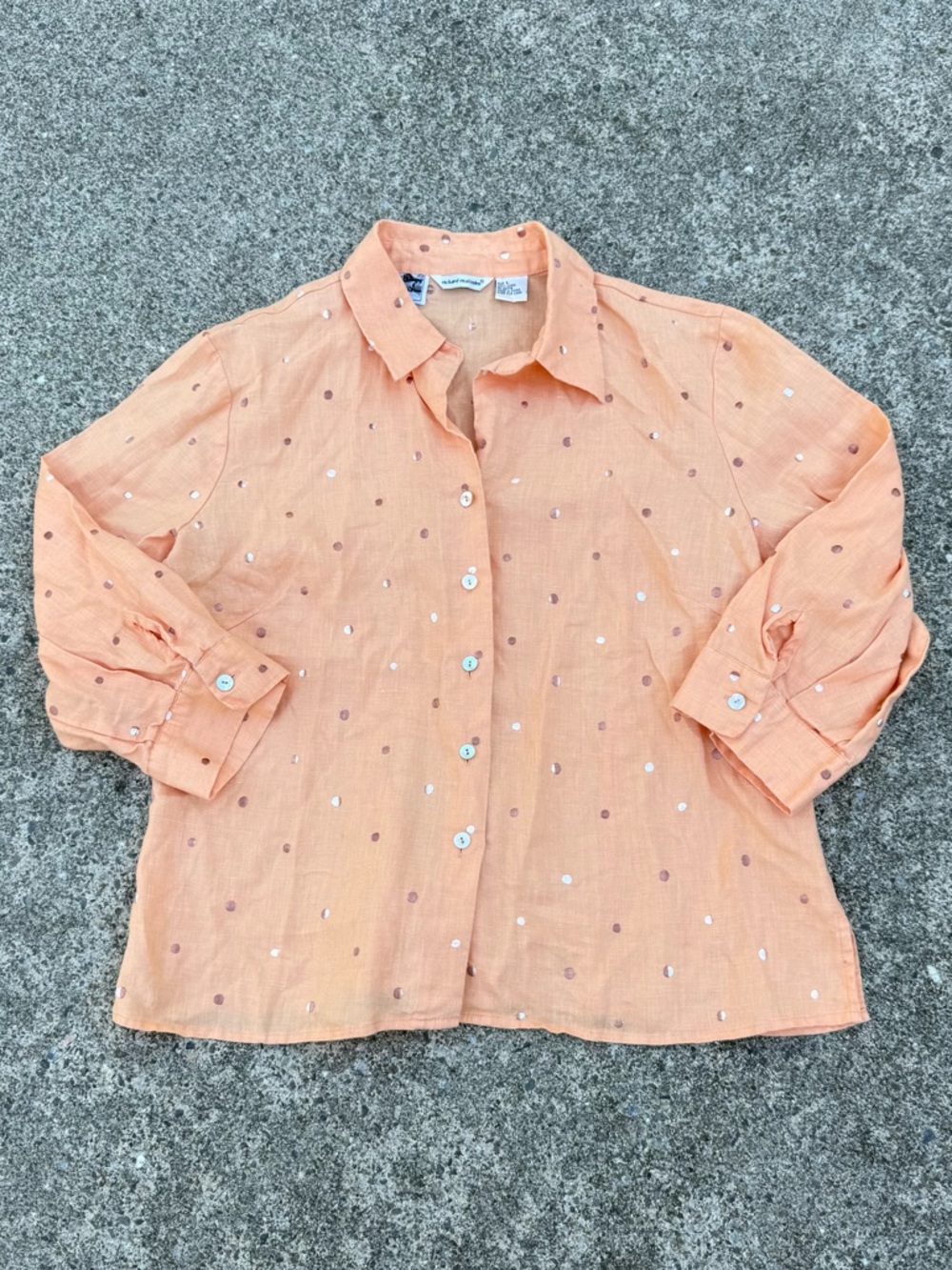 Richard Malcolm Irish Linen Button-Up Shirt Embroidered Pocket Y2K size L